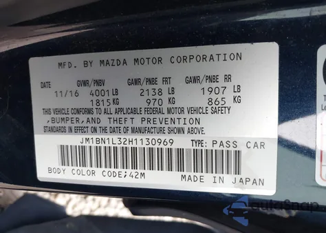 2017 Mazda Mazda3 Touring 2.5 from USA, damaged, VIN JM1BN1L32H1130969